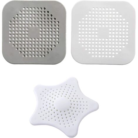 ZOLGINAH 3 Pièces Couvercles De Vidange en Silicone pour Douche, Passoire D'évier pour Baignoire Et Douche, Filtre Draine, Empêcher Les Résidus Alimentaires De Boucher Les Canalisations, Gris Blanc