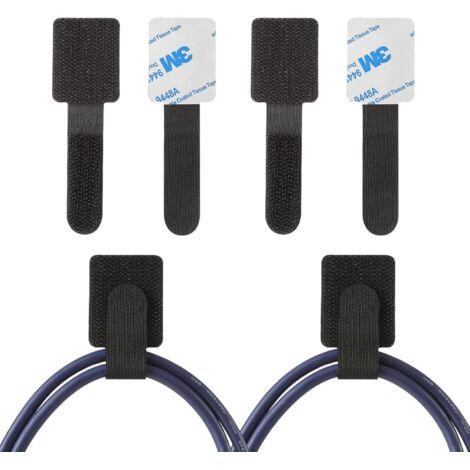 ZOLGINAH 30 PCS Attaches de Câble Adhésif avec Bandes Velcro, Serre-câbles Réutilisables et Réglables, Sangle Câble en Nylon Multifonctionnel pour Bureau, Cuisine, Vélo, Attacher les Câbles – Noir