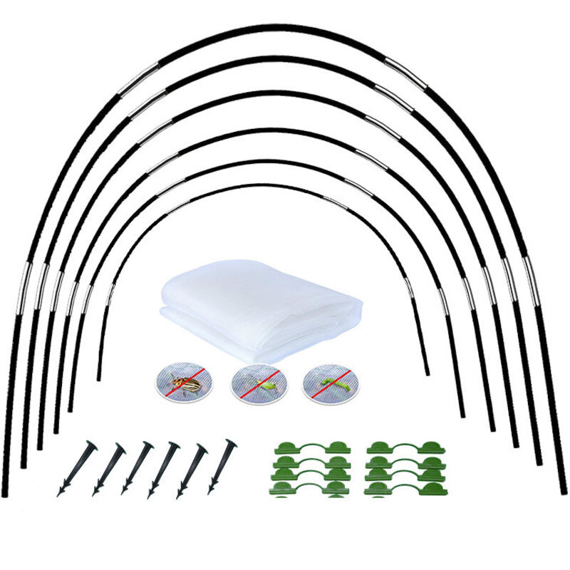 Ineasicer 18pcs Kit de Cerceaux de Jardin en Filet Cerceau de Serre de Jardin Tunnel de Croissance de Cerceaux pour Serre Tunnel Cadre de Support de