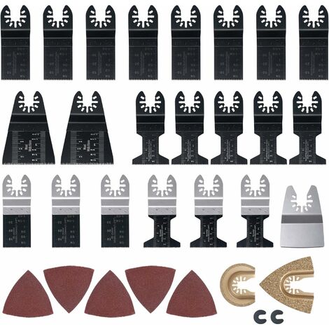 ZOLGINAH 32PCS Kit de herramientas múltiples de hoja de sierra oscilante mixta para Fein Multimaster, Porter Cable, Rockwell, Black & Decker, Bosch Craftsman, Ridgid Ryobi, Makita Milwaukee, Chicago, 