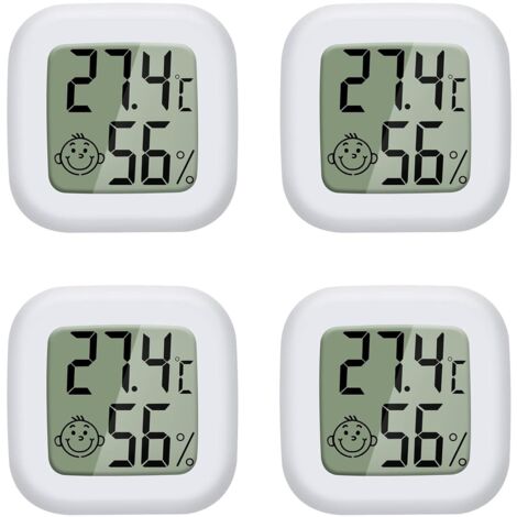 ZOLGINAH 4 pièces Mini LCD Thermomètre Hygromètre Interieur Termometre Maison Convient pour Les Chambres D'enfants,Les Chambres de Personnes âgées etc
