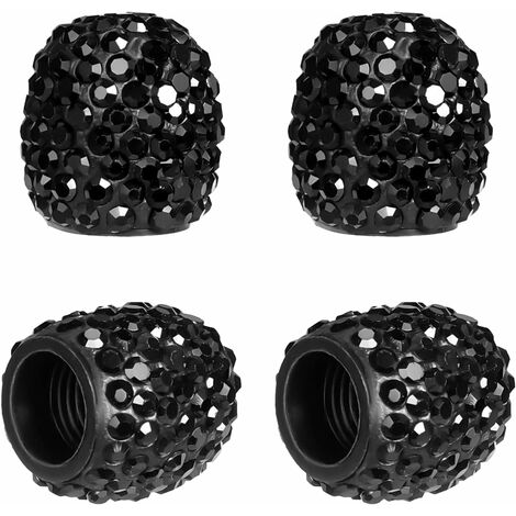 ZOLGINAH 4 tapas de válvula de neumático, tapas de válvula de coche con diamantes de imitación, sello hermético para coches, SUV, camiones, motocicletas (negro)