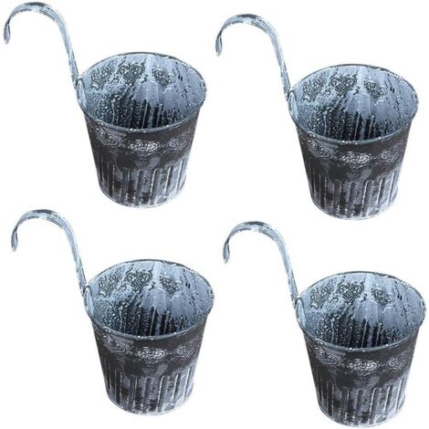 ZOLGINAH 4pc Crochet de déchargement pour Pots de Fleurs de Jardin Suspendus en métal pour décoration de Bureau Pots de Fleurs à Suspendre en Fer Style Vintage avec Crochets Anses Seau de