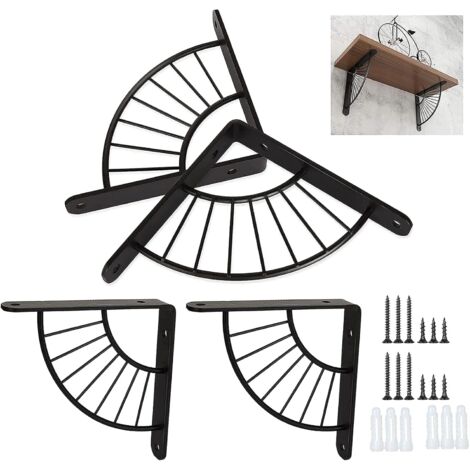 ZOLGINAH 4PCS Soporte de estante de pared negro 150 × 150 mm Soporte de servicio pesado Soporte de estante de metal Soporte de estante de pared para estante de pared - Carga máxima 50 KG