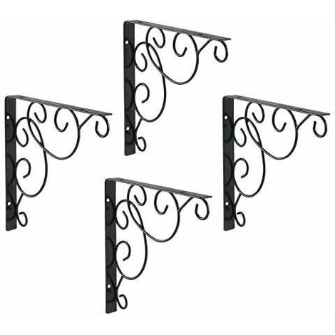 ZOLGINAH 4PCS Soporte de estante montado en la pared de metal - Soporte de estante triangular de hierro forjado para baño, cocina (4PCS)