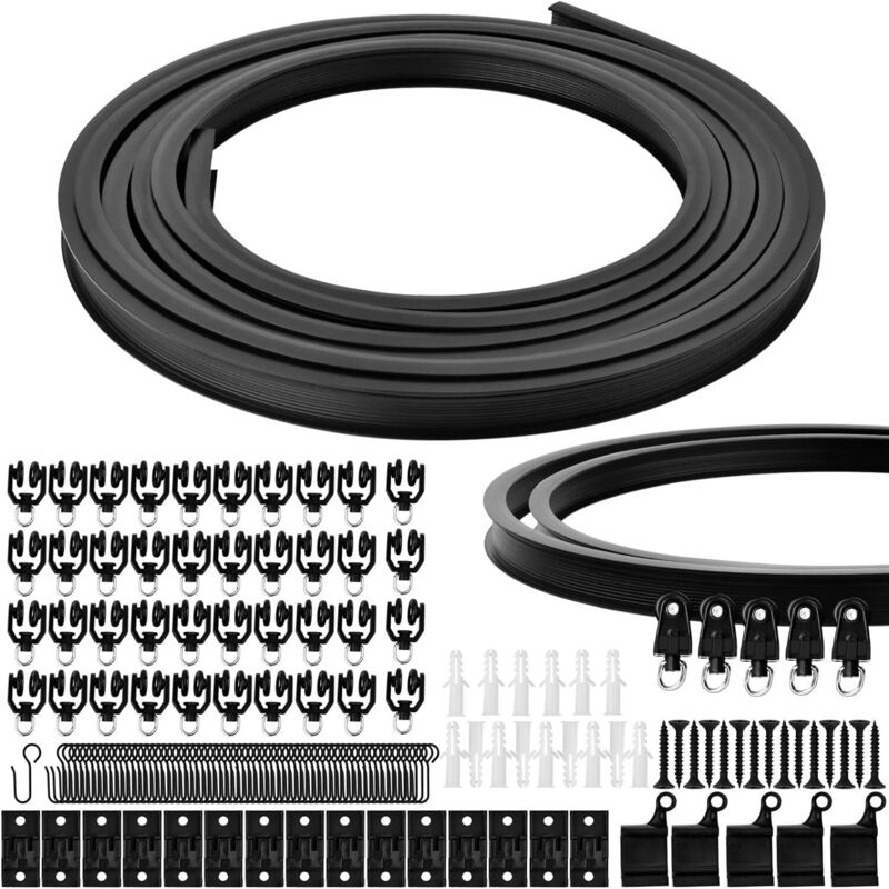 Zolginah - Ineasicer 5 m Support Rail de Rideau de Plafond Flexible, Pliable Tringle à Rideaux avec Montage Accessoire, Incurvé Piste de Rideau de