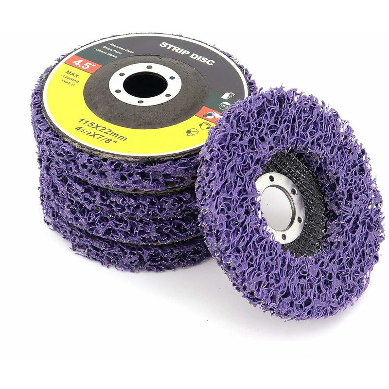 Image of Zolginah - 5 pezzi disco di pulizia, ruota per sverniciare, disco abrasivo in polietilene, ruota di pulizia per smerigliatrice angolare da 115 mm