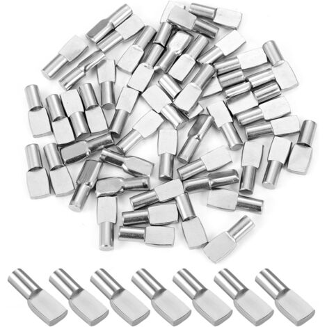 ZOLGINAH 50Pcs Taquet Etagere, Support d'Étagère Étagère Broches Cheville Etagere Supports de Plaque en Métal Nickelé 5mm pour Armoire Bureau