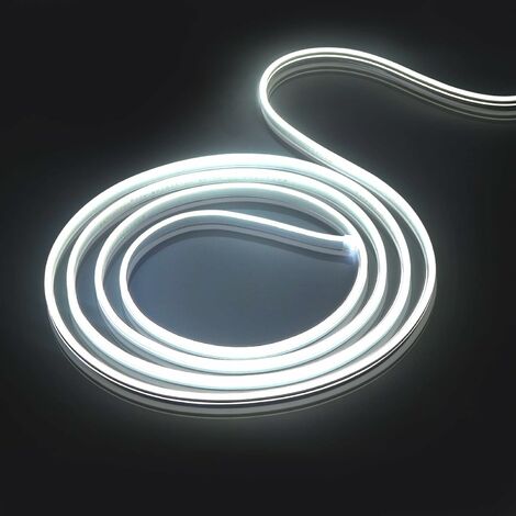 ZOLGINAH 5m Ruban Led 12V Flexible Bande Led Néon Lumière Froid Étanche Ip65 120 LEDs/M pour Intérieur/Extérieur Décoration(Non inclus Adaptateur Secteur)-blanche