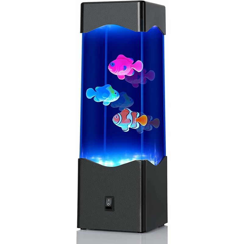 Image of Lampada Lava, Luce Notturna per Bambini con 3 Pesci Luci a led Trasformabili in 7 Colori, Lampada per Acquario Alimentata da USB/Batteria Vita Marina