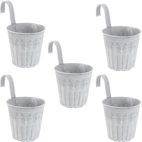 ZOLGINAH 5pc métal Pot de Fleur en Fer Suspendu Titulaire planteur de Fleur Suspendu Seau en métal avec Crochets Balcon clôture Jardin décor