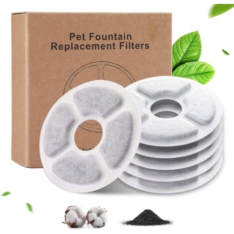 ZOLGINAH 6 Filtres Fontaine Eau Chat, Fontaine à Chat Filtre à Eau Filtre de Rechange, Charbon Actif Filtre de Replacement pour Fontaines de Chat Flower 2-2.5L, Diamètre 12.5CM
