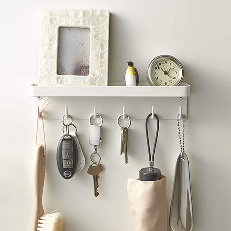 ZOLGINAH 6 ganchos para llaves de pared, multifuncionales, autoadhesivos o con instalación de perforación, soporte para llaves de pared de 2 vías, adecuado para entrada, cocina, oficina, baño y sala d