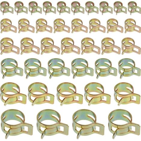 ZOLGINAH 60PCS Clip à Ressort Tuyau Serre-joints à Tuyaux Colliers de Clip à Ressort Tuyau Serrage Ajustable 6 Sortes de Tailles Pour Fixer Tuyaux Souples et Durites