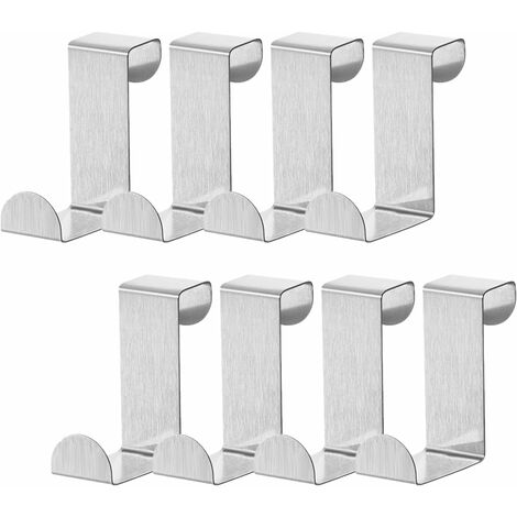 ZOLGINAH 8 Ganchos de puerta de acero inoxidable, ganchos de puerta de gabinete de metal, para puerta estándar, cajón, armario de gabinete, para cocina, baño, dormitorio, plateado