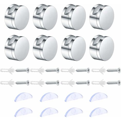 ZOLGINAH 8 juegos de abrazaderas de vidrio para baño, soportes de fijación de espejo, clips de espejo de vidrio de aleación de zinc para espejo de pared, estante de pared de vidrio