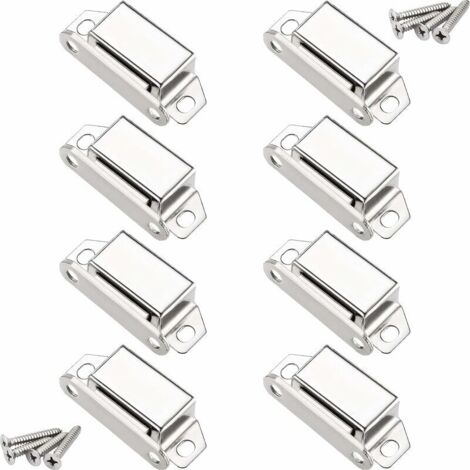ZOLGINAH Aimants loqueteaux magnétiques, 10 kg loqueteau de porte magnétique et 32 vis, 304 Acier inox, loqueteaux magnétiques aimanté pour fermeture de porte meuble/armoire/placard