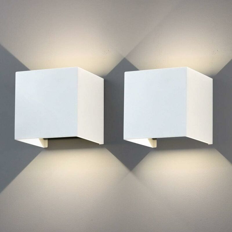 Image of Applique da parete 12W, lampada da parete moderna a led in alluminio a 2 pezzi, IP65, bianco naturale 4000K, illuminazione da parete con angolo del
