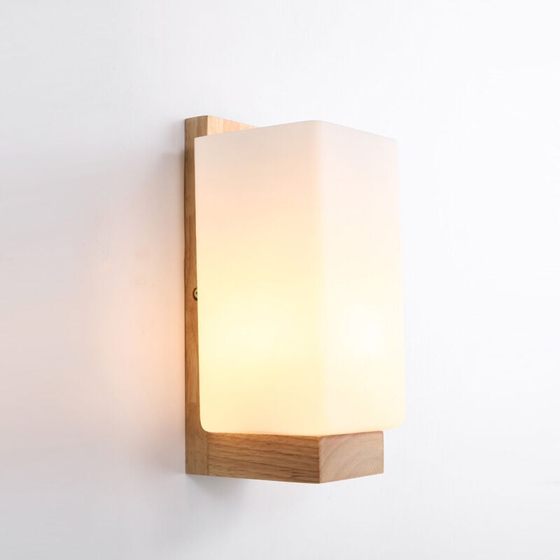 Image of Zolginah - Applique da parete decorativa in legno massello moderna lampada da parete per comodino soggiorno scale corridoio-serie E27 minimalismo