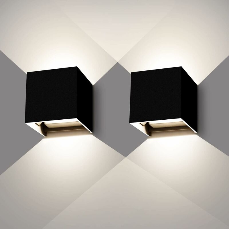 Image of Applique da parete per interni/esterni 2 pezzi 12W Impermeabile IP65 Angolo del fascio regolabile Applique da parete moderna Bianco freddo 4000K