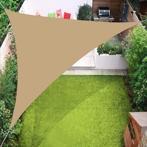 ZOLGINAH Auvent Triangulaire de voiles d'ombrage, Couverture d'auvent de Bloc UV de 98% pour la Cour extérieure de Jardin de pelouse de Patio  Le Sable 3.6x3.6x3.6