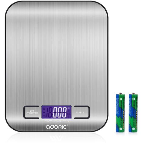 ZOLGINAH Balance Cuisine Electronique Balance de Précision - Balance numérique de Cuisine de Haute Précision, Acier Inoxydable Tactile Sensible Écran LCD Rétroéclairé Auto-arrêt (5kg)