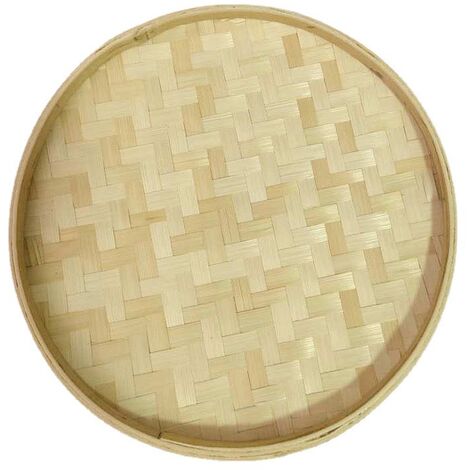 ZOLGINAH Balsa De Bambú De Tamiz De Bambú Tejido Hecho A Mano, Cesta De Pan De Fruta Redonda Decorativa para Almacenamiento De Cocina, 26 X 1,8 Cm