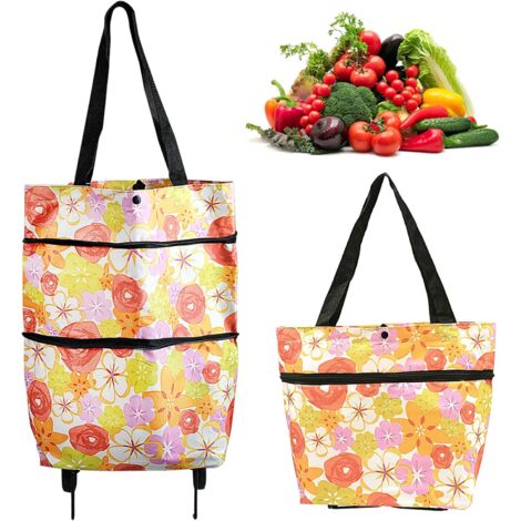 ZOLGINAH Bolsa de Compra Plegable con Ruedas, Bolsa de Compra Plegable con Ruedas, Carro Reutilizable 2 en 1, Bolsa de Compra 2 en 1 y Carro de Compra para el hogar