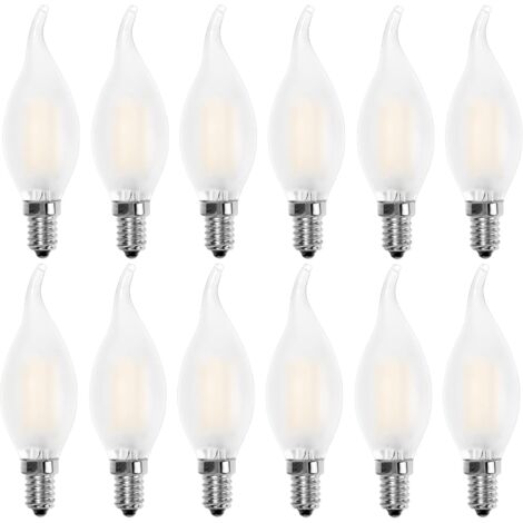 ZOLGINAH Bombilla LED de llama E14, forma de vela, blanco cálido 2700 K, equivalente a incandescente de 4 W, 40 W, 400 lm, paquete de 12