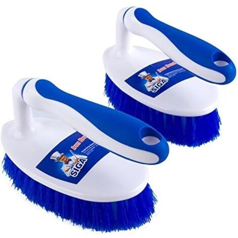 ZOLGINAH Brosse à récurer Usage intensif, avec poignée Confort. Lot de 2 pièces Blanc et Bleu.