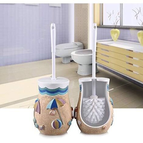 ZOLGINAH Brosse De Toilette Ensemble Brosse De Sol Créatif Ménage Salle De Bain Brosse De Toilette Manche Long Brosse De Toilette Porte Brosse De Toilette, Coquille De Plage