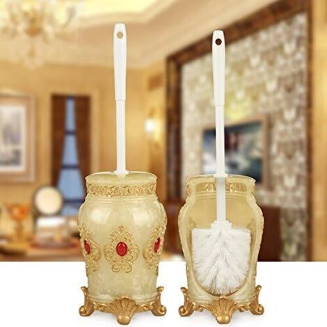 ZOLGINAH Brosse De Toilette Ensemble Brosse De Sol Créatif Ménage Salle De Bain Brosse De Toilette Manche Long Brosse De Toilette Porte Brosse De Toilette, Fleur d'hibiscus Perle Jaune