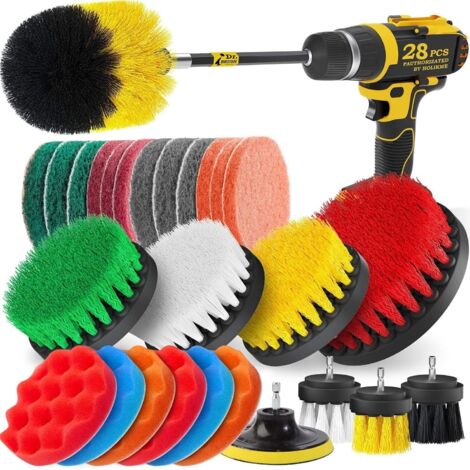 ZOLGINAH Brosse Nettoyage Perceuse 25 pièces, Multifonctionnel Brosse Pour Perceuse Voiture Carrelage Tapis Baignoire Cuisine Toilettes