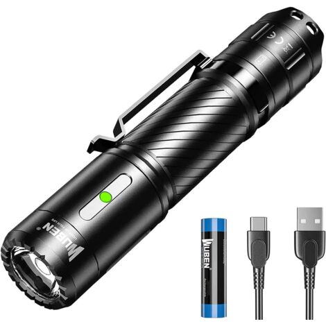ZOLGINAH C3 Lampe Torche LED Rechargeable, 1200 Lumens Lampe de poche Ultra Puissante, IP68 Étanche Lampe Tactique, Torche USB C 6 Modes pour Enfant Extérieur Camping Randonnée Urgence [Classe énergét
