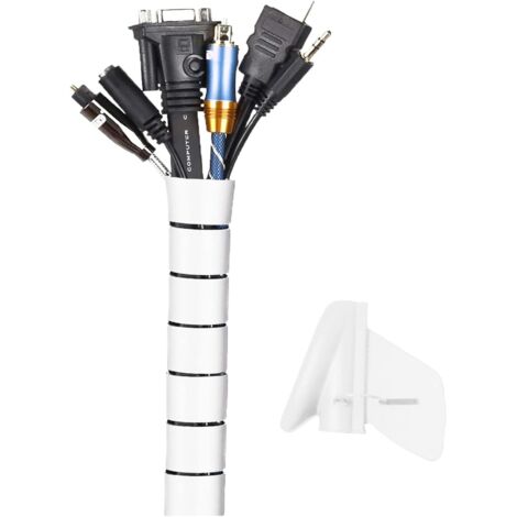 ZOLGINAH Cache Cable, 2m Gaine Souple Electrique Cable Management pour Ranger ou Cacher Les TV PC Câbles, Gestion des Câbles pour Maison et Bureau, 2m - ∅22mm, Blanc