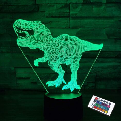 ZOLGINAH Cadeaux de dinosaure, veilleuse pour enfants dinosaure T-rex 3D veilleuse lampe de chevet avec télécommande 16 couleurs changeantes