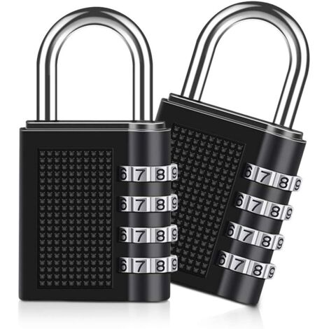 ZOLGINAH Cadenas à Combinaison [2 Pièces], 4 Chiffres Serrure Combinée, pour Casier de Gym à L'école, Remise, Clôture (Noir)