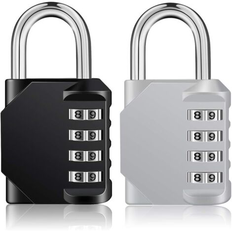 ZOLGINAH Cadenas Code pour casier, Cadena à combinaison 4 chiffres pour gym, vestiaire, college, scolaire armoire, escape game, étanche Serrure Combinée extérieur abri de jardin (noir et argent)