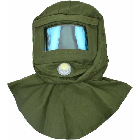 ZOLGINAH Capucha de chorro de arena Capucha abrasiva, Casco de chorro de arena Anti Wind Sand Blaster, Máscara de chorro de arena Protección contra el polvo Escudo facial-verde