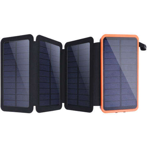 ZOLGINAH Cargador Solar 10000mAh, Batería Externa con 4 Paneles Solares y 3 Salidas de Power Bank USB C Carga Rápida para Smartphones, Tabletas, Camping al Aire Libre y Otros