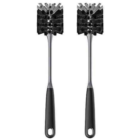 ZOLGINAH Cepillo para botellas con mango largo, cepillo flexible para fregar botellas de agua, cristalería, tazas, negro, paquete de 2