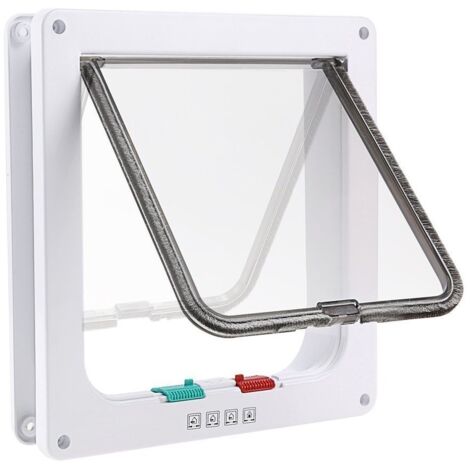 ZOLGINAH Chatière à 4 Positions Chatière pour Chat avec Tunnel Cache Découpe Chatière Chien Porte de Chat avec Serrure Chatières pour Petit Animaux Cat Mate Verrouillable Facile à Installer Blanc，20cm