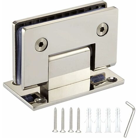 ZOLGINAH Clip de salle de bain robuste en acier inoxydable à 90 ° - Charnière de porte en verre sans cadre - Accessoire de douche - Vitrine fixe en verre (miroir argenté)