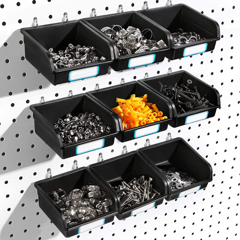 Image of Confezione da 6 accessori per riporre pannelli forati con ganci senza etichette, contenitori per riporre oggetti con pannelli forati montati a
