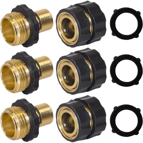 ZOLGINAH Connecteur rapide pour tuyau d'arrosage, raccord rapide pour tuyau d'arrosage méle et femelle 3/4", lot de 3