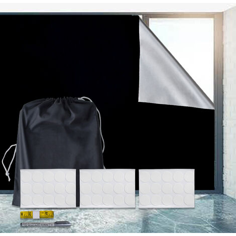 ZOLGINAH Cortina opaca portátil, 100x145 cm Persianas opacas Sin taladro para cualquier ventana Cortada a medida con 15 cintas adhesivas para ventanas Dormitorio Viajes RV Coche