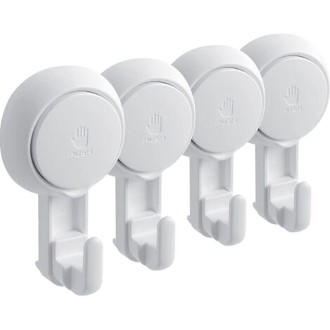 ZOLGINAH Crochet Ventouse Mural Lot de 4, Crochet Ventouse Puissante Sous Vide, Crochet Vitre Salle de bain Sans Perçage Résistants Jusqu'à 5 kg Réutilisables pour la Salle de Bain et Cuisine