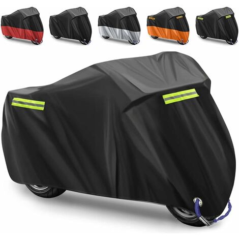 ZOLGINAH Cubierta para motocicleta Cubierta para motocicleta Cubierta impermeable Cubierta para motocicleta Exterior 210D Tela Oxford Cubierta para motocicleta,Impermeable-265X105X 125CM(Negro,Tira re