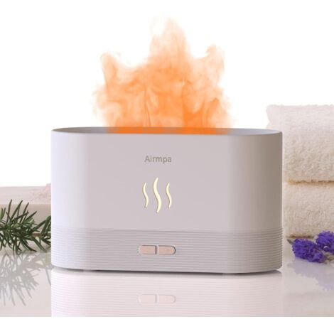 ZOLGINAH Diffuseur D'arômes avec Effet Flamme,180 ML Diffuseur D'huiles Essentielles,humidificateur pour Huiles Essentielles, Peut Ajouter De l'huile Essentielle,pour Chambre Spa Yoga Bureau (Blanc)