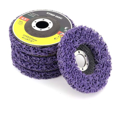 ZOLGINAH Disco de limpieza de 5 piezas, rueda de pelado de pintura, disco de lijado de banda de polietileno, rueda de limpieza para amoladora angular de 115 mm (púrpura)